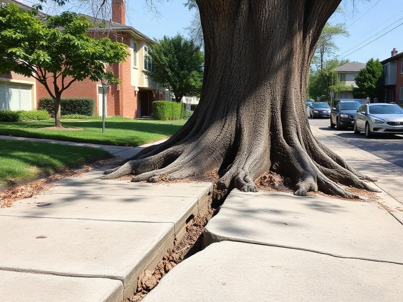 Severely lifted sidewalk